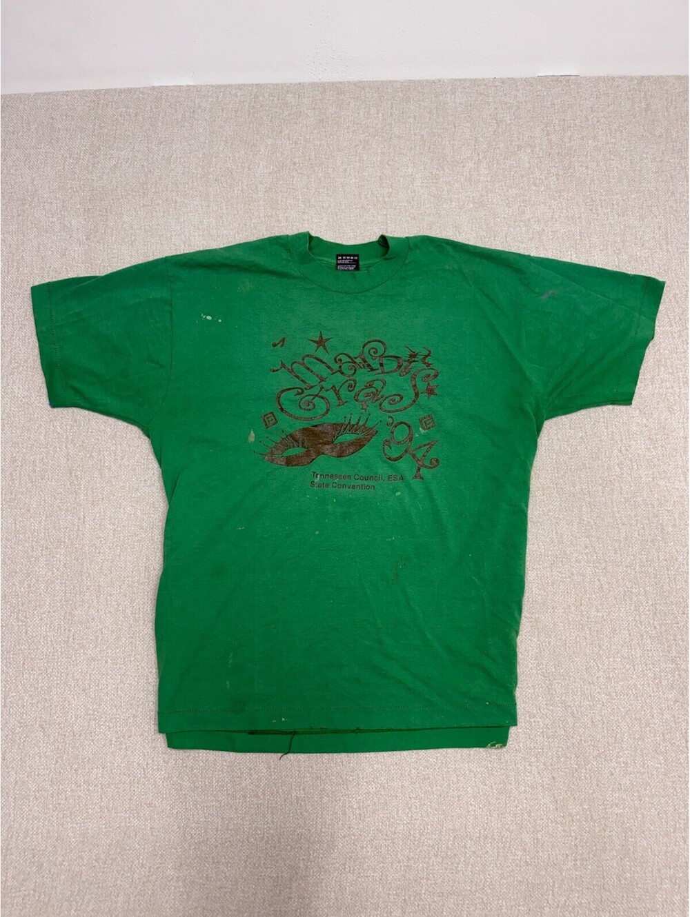 Vintage 90s Mardi Gras '94 Tennessee Council ESA T Shirt Mens XL Kelly Green Sin